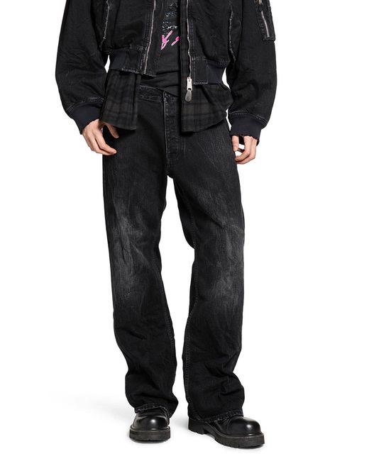 Balenciaga Black Distressed Jeans for men