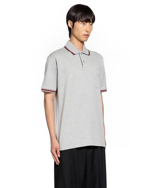 Gucci White Web Logo Pocket Polo for men