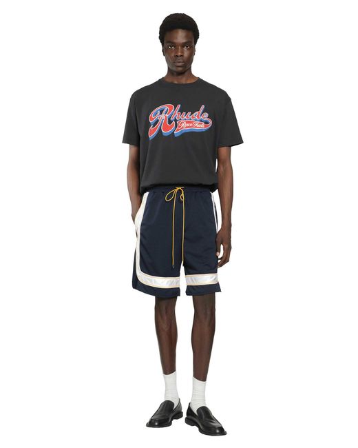 Rhude Blue Baggy Track Shorts for men