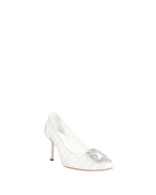 Manolo Blahnik White Hangisila Pumps