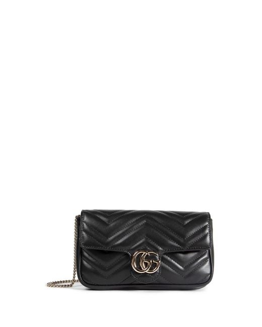 Gucci Black Gg Marmont Small Shoulder Bag With Card Case
