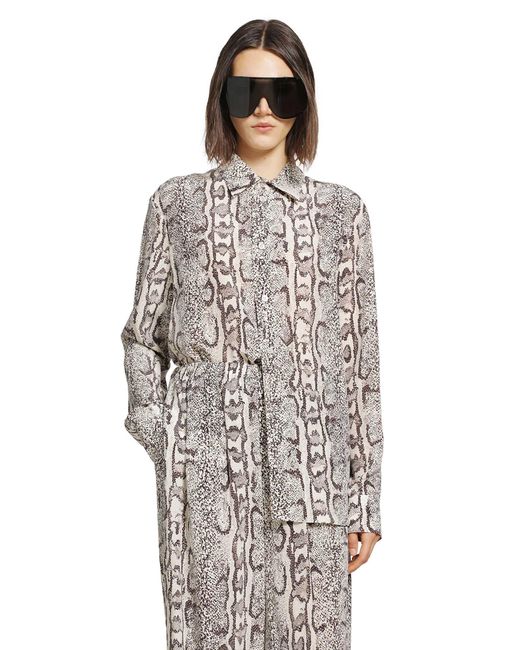 Balenciaga Brown Python Print Silk Shirt