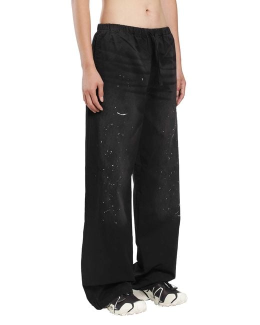 Acne Black Washed Cotton Drawstring Trousers for men