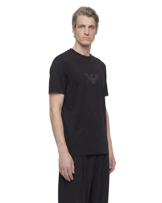 Emporio Armani Black Pima-Jersey Logo T-Shirt for men