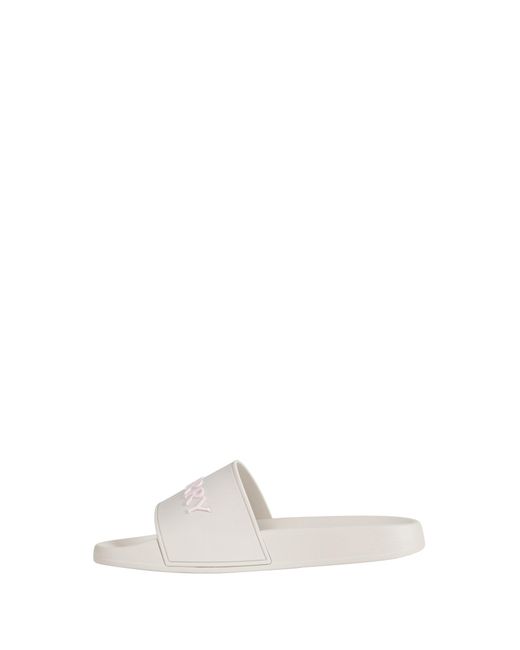 Burberry White Logo Slides