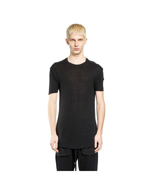 Thom Krom Black Spliced Viscose Linen T-Shirt for men