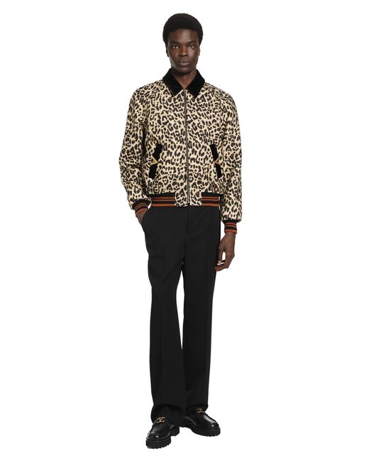 Valentino Black Leopard Print Wool Drape Jacket for men