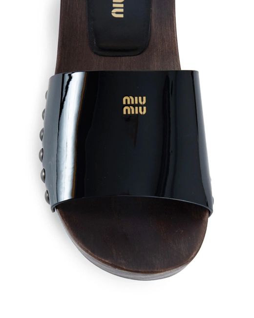 Miu Miu Black Patent Leather Clogs