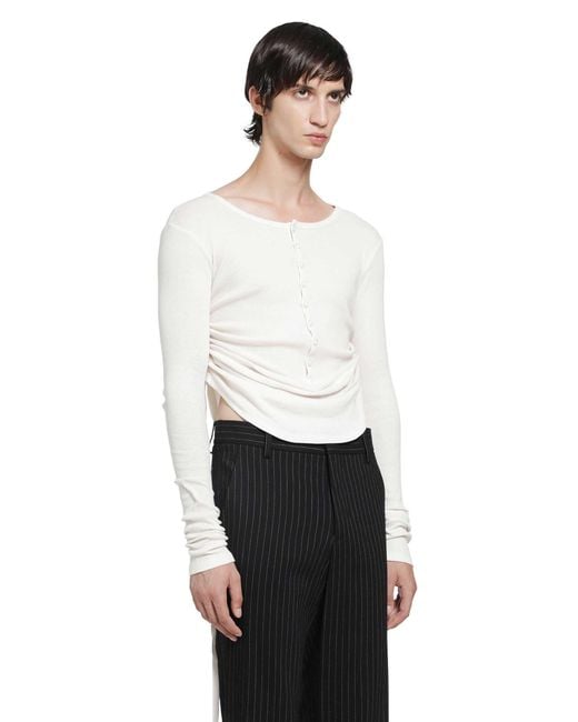 Ann Demeulemeester White Hamar Wrinkled Serafino Top for men