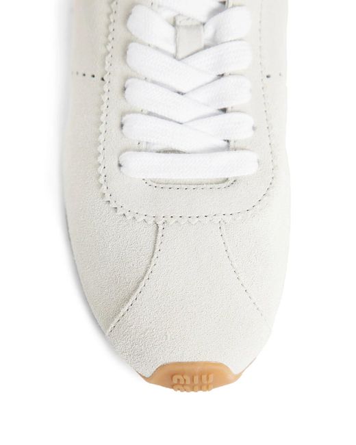 Miu Miu White Suede Sneakers
