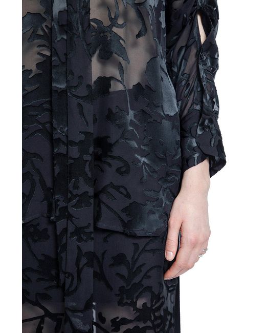 Ann Demeulemeester Blue Dien Standard Collar Long Shirt With Foulard