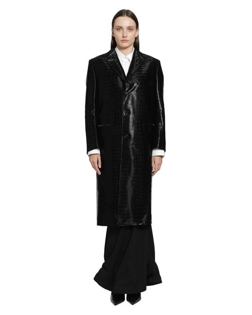 Junya Watanabe Black Embossed Single Breasted Coat