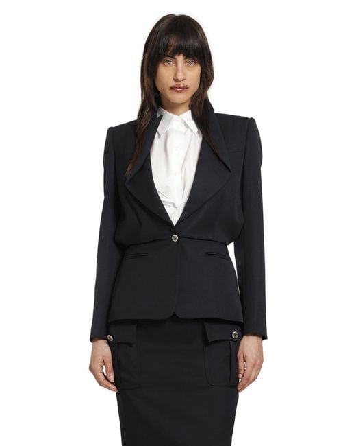 McQueen Black Folded Lapel Blazer