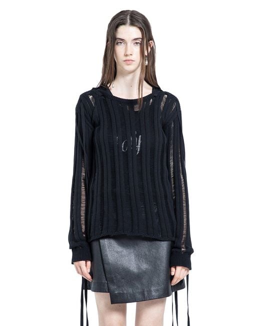 Ann Demeulemeester Black Gala Ladder Stitch Sweater