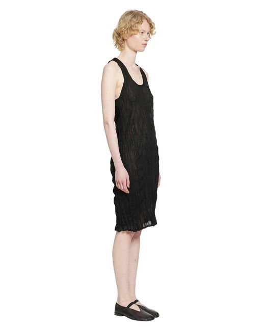 Totême Black Crinkled Knit Tank Dress