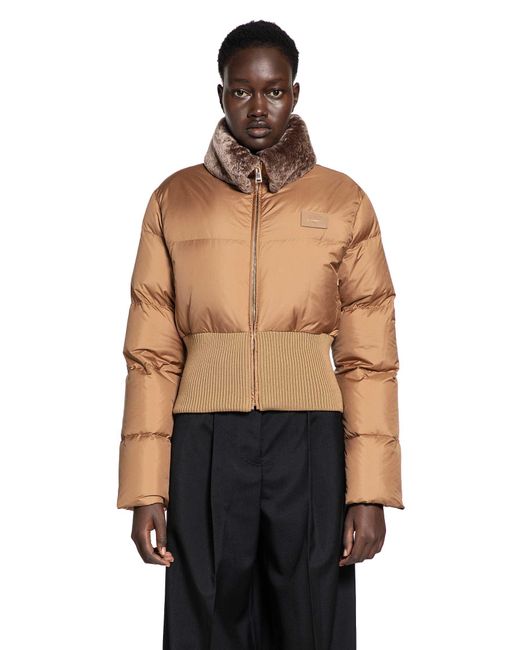 Fendi Gray Nylon And Shearling Down Jacket