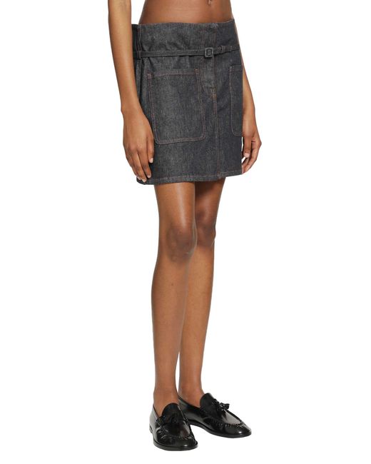 Courreges Black Two Pockets Denim Skirt