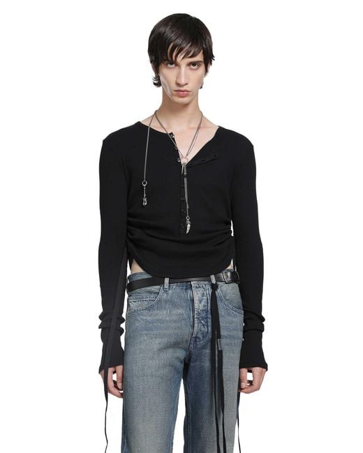 Ann Demeulemeester Black Hamar Wrinkled Serafino Top for men
