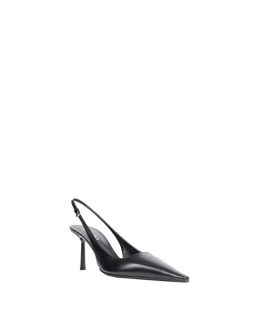 Prada Black Brushed Leather Slingback Pumps
