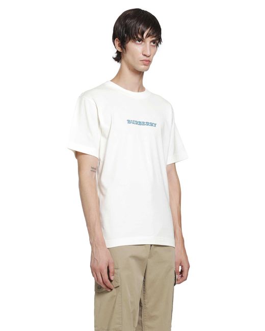 Burberry White Heritage Logo Cotton T-Shirt for men