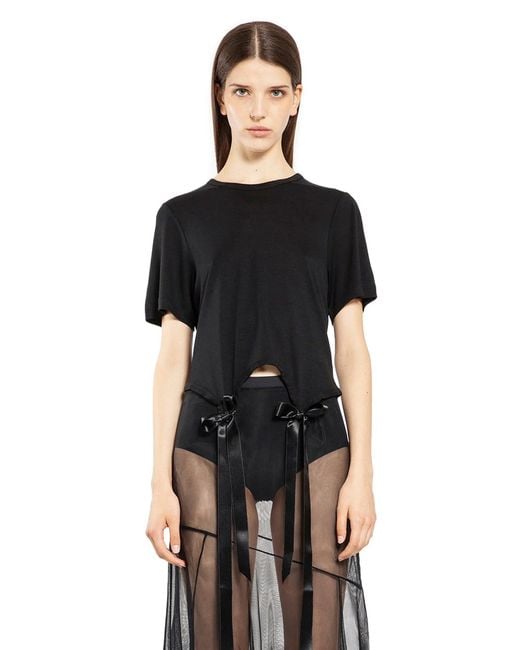 Simone Rocha Black Easy T-Shirt With Bow Tails