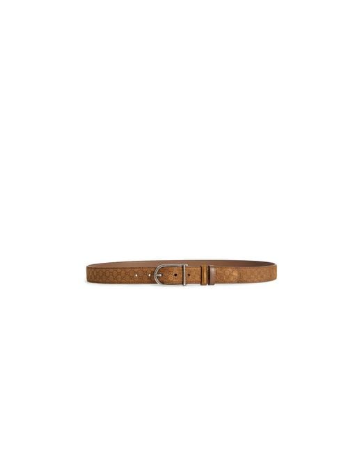 Gucci Brown Rounded Buckle Reversible Belt for men