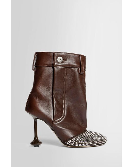 Loewe Brown Leather And Crystal Toy Boot