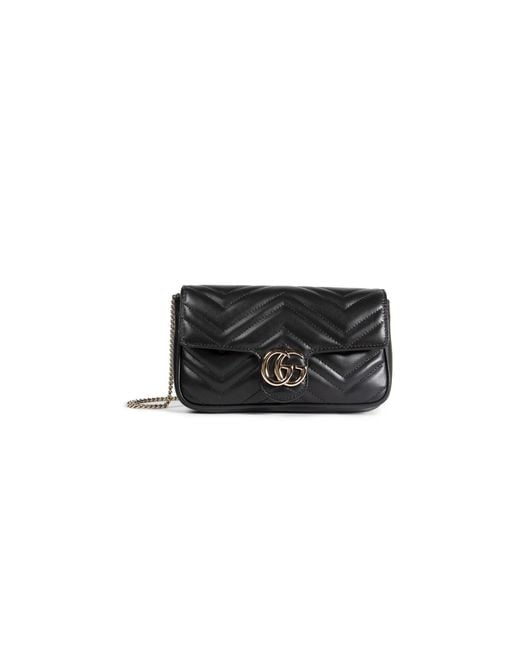 Gucci Black Gg Marmont Small Shoulder Bag With Card Case