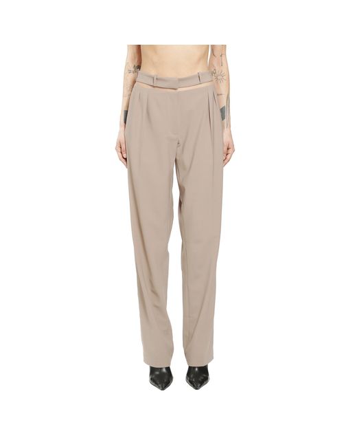 Nensi Dojaka Natural Tailored Trousers With Tulle Inserts