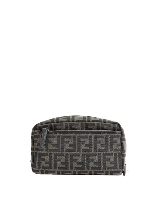 Fendi Black Small Double Zip Toiletry Case for men