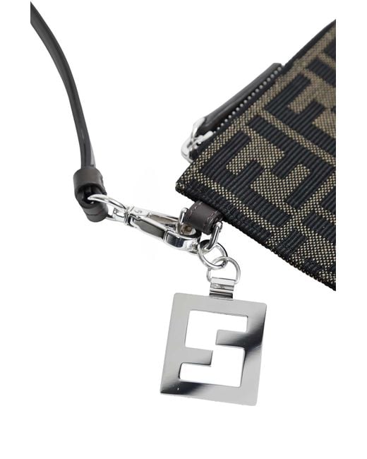 Fendi Black Jacquard Card Holder for men