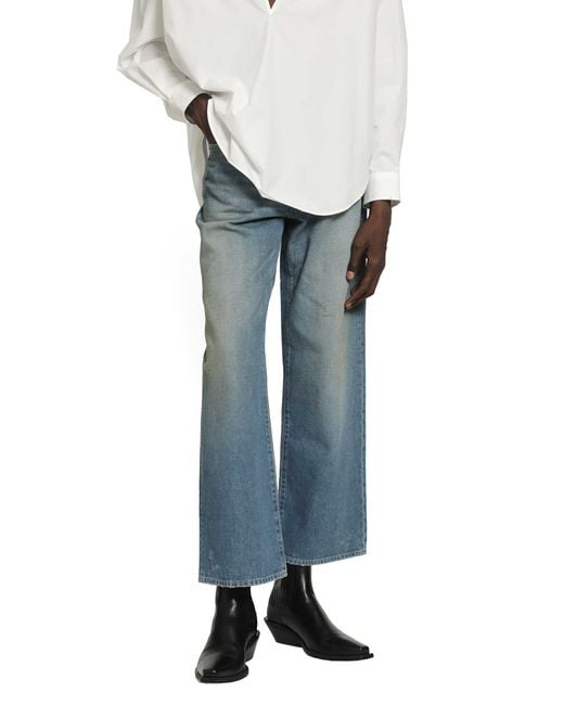Ssstein Blue Flared Wide Leg Jeans for men