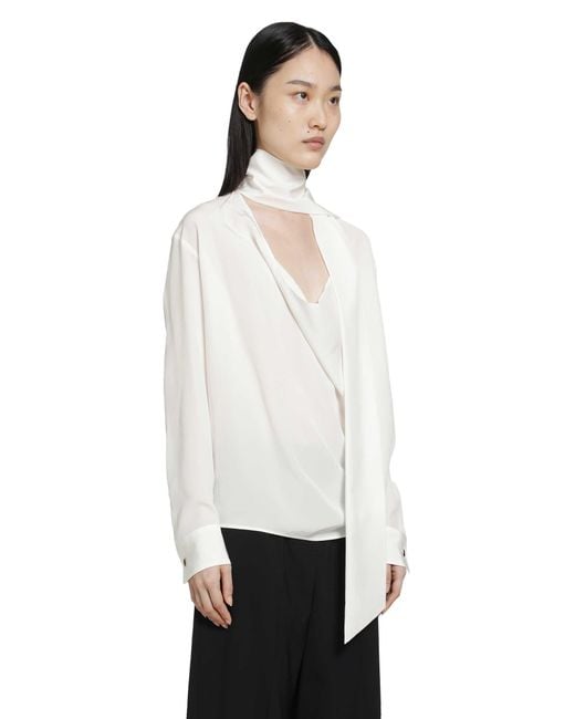 RETORI White Crepe De Chine Scarf Detail Blouse