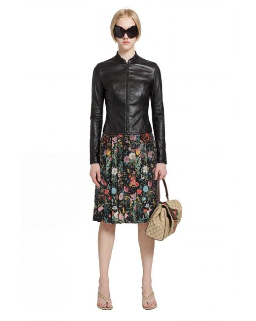 Gucci Black Light Stretch Leather Zip Jacket