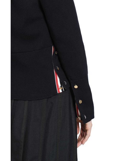 Thom Browne Black Milano Classic 4-Bar V-Neck Cardigan