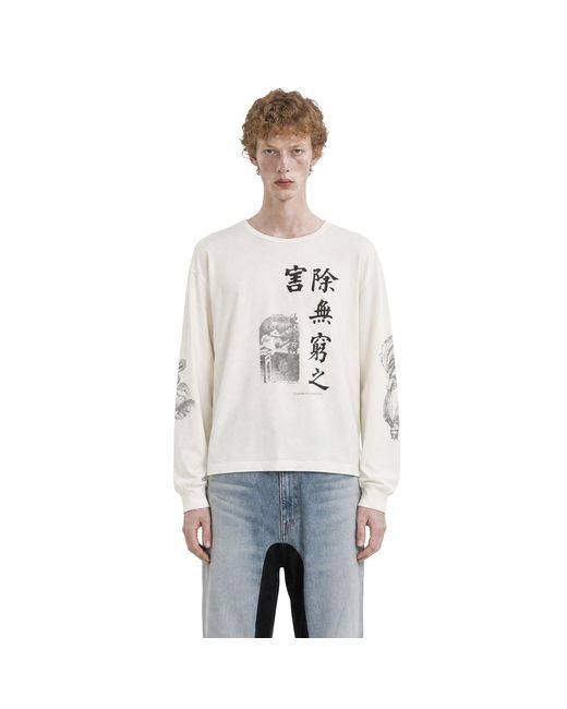 Marking Distance White Poppy Long Sleeve Tee for men