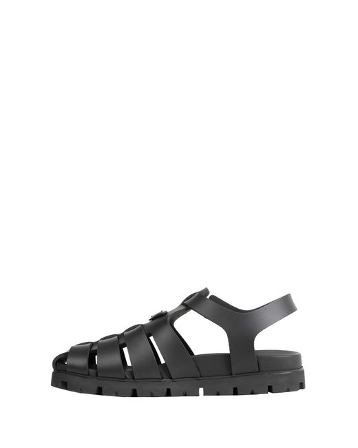 Prada Black Rubber Fisherman Sandals for men