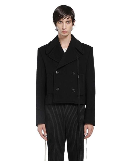 Ann Demeulemeester Black Dalmar Double-Breasted Short Caban for men