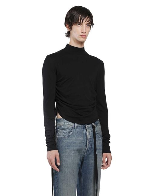 Ann Demeulemeester Black Lenart Wrinkled Mock Neck Top for men
