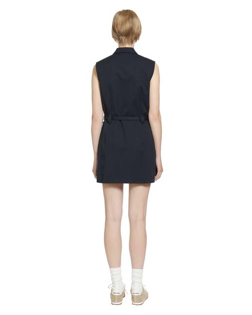 Miu Miu Blue Cotton Gabardine Shirt Mini Dress