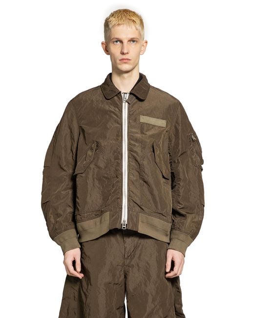 Sacai Brown Treated Nylon Twill Blouson for men