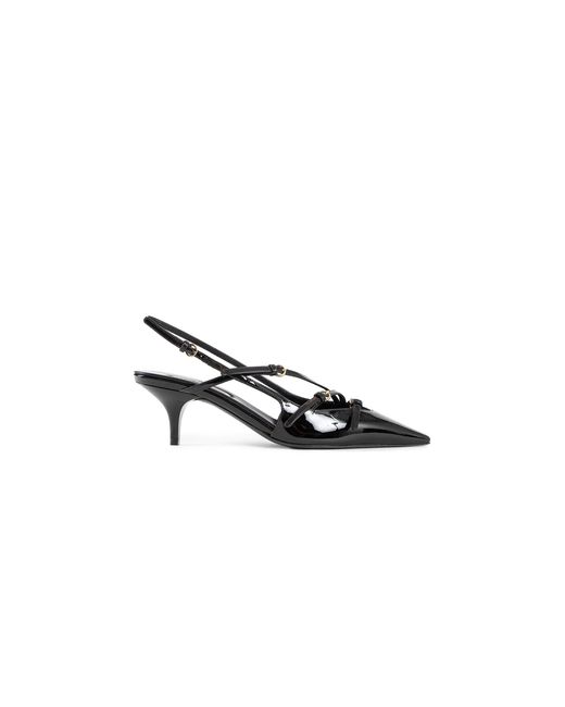 Miu Miu Black Patent Leather Slingbacks With Buckles