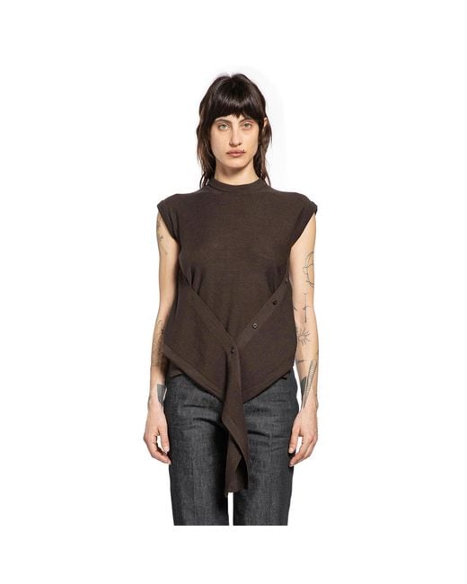 Lemaire Black Sleeveless Buttoned Top