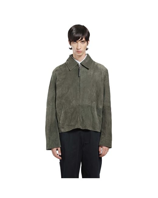 Loewe Green Suede Zip-Up Jacket for men