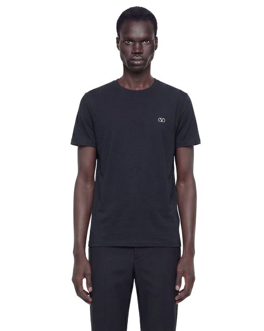 Valentino Blue Vlogo Cotton T-Shirt for men