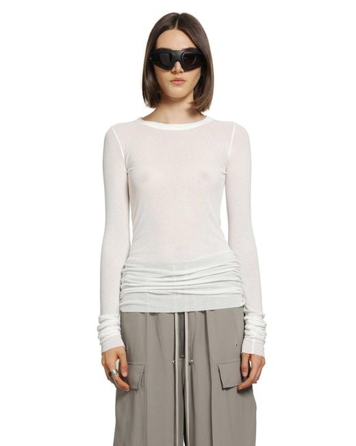 Rick Owens White Tower Rib Ls T