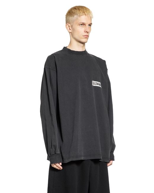 Balenciaga Black Masking Tape Long Sleeve T-Shirt for men