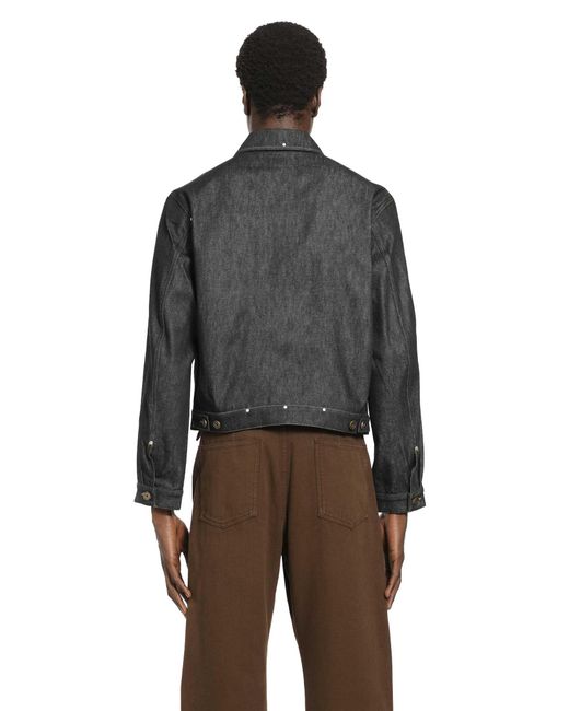 Lemaire Black Trucker Denim Jacket With Studs for men