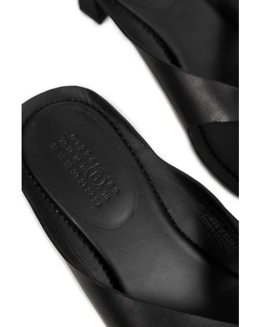 MM6 by Maison Margiela Black Anatomic Leather Flip Flop Mules
