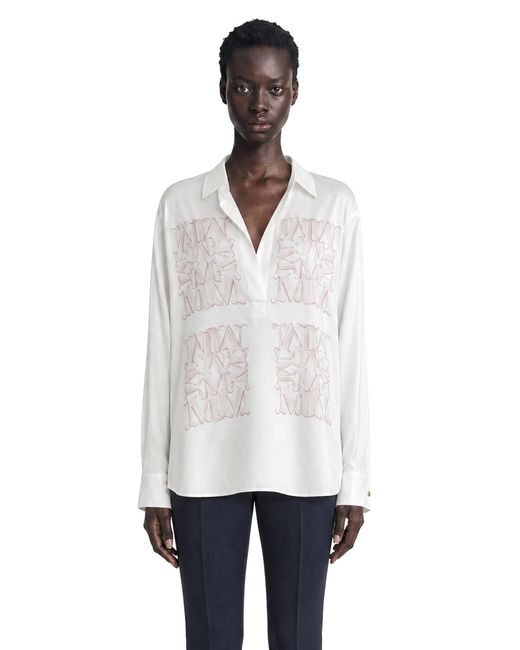 Max Mara White Marabesque Silk Twill Shirt